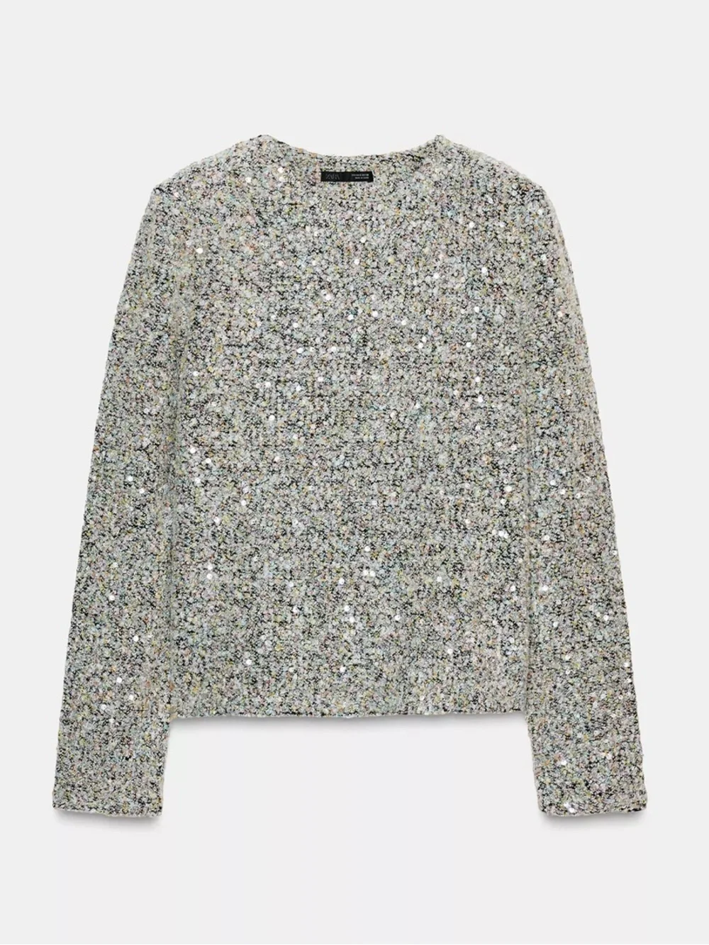 Zara Tweed Metallic Silver-Blend Sweater and Skirt Set